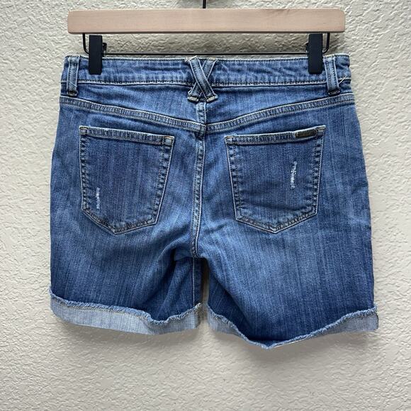 Womens Short Size 0 Jennifer Lopez Distressed Boyfriend Blue Jeans Denim Shorts - Picture 7 of 11